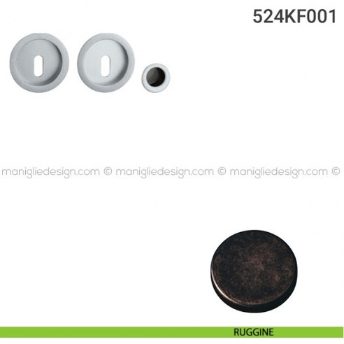 Kit placche incasso tonde foro chiave 524 Reguitti con frontalino di trascinamento ruggine