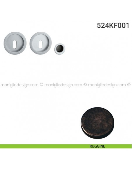 Kit placche incasso tonde foro chiave 524 Reguitti con frontalino di trascinamento ruggine
