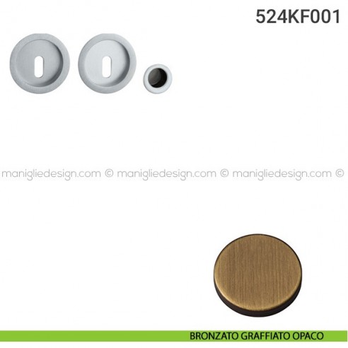 Kit placche incasso tonde foro chiave 524 Reguitti con frontalino di trascinamento bronzato graffiato opaco