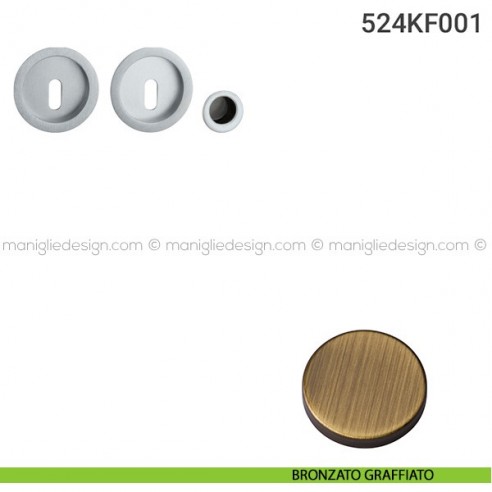 Kit placche incasso tonde foro chiave 524 Reguitti con frontalino di trascinamento bronzato graffiato