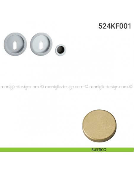 Kit placche incasso tonde foro chiave 524 Reguitti con frontalino di trascinamento rustico