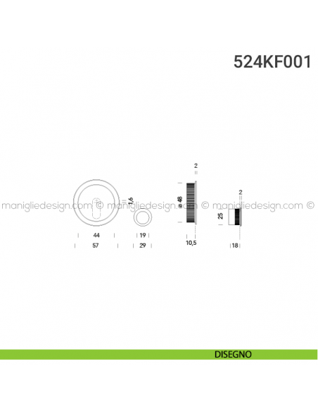 Kit placche incasso tonde foro chiave 524 Reguitti con frontalino di trascinamento disegno