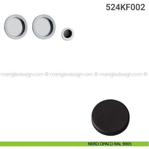 Kit placche incasso tonde cieche 524 Reguitti con frontalino di trascinamento nero opaco RAL 9005