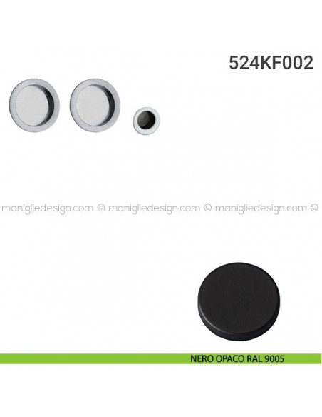 Kit placche incasso tonde cieche 524 Reguitti con frontalino di trascinamento nero opaco RAL 9005