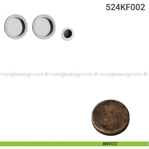 Kit placche incasso tonde cieche 524 Reguitti con frontalino di trascinamento antico