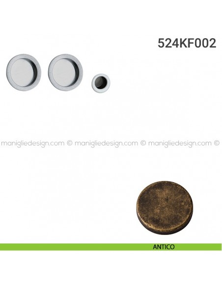 Kit placche incasso tonde cieche 524 Reguitti con frontalino di trascinamento antico