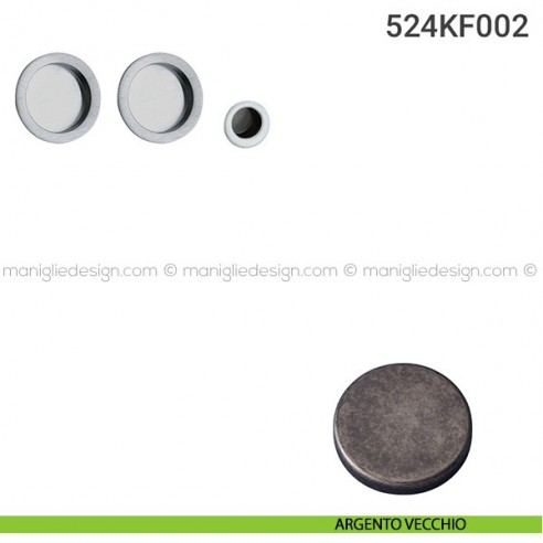 Kit placche incasso tonde cieche 524 Reguitti con frontalino di trascinamento argento vecchio