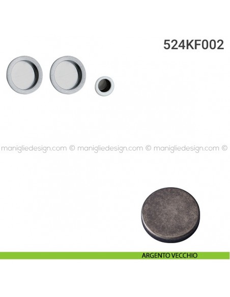 Kit placche incasso tonde cieche 524 Reguitti con frontalino di trascinamento argento vecchio