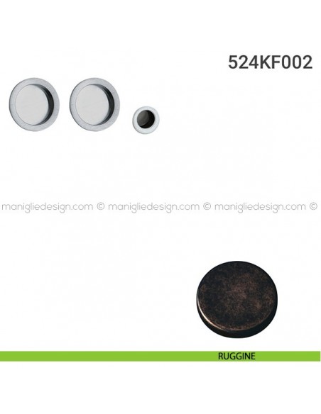Kit placche incasso tonde cieche 524 Reguitti con frontalino di trascinamento ruggine