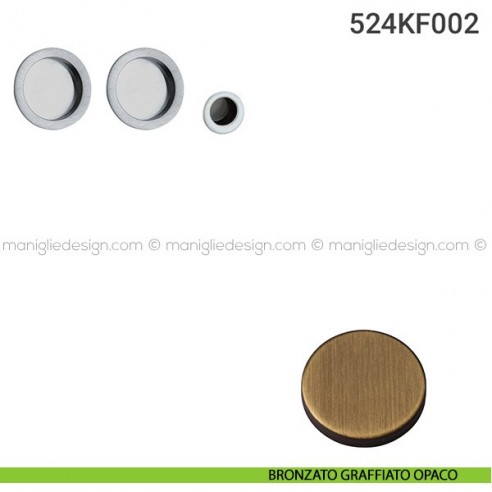 Kit placche incasso tonde cieche 524 Reguitti con frontalino di trascinamento bronzato graffiato opaco