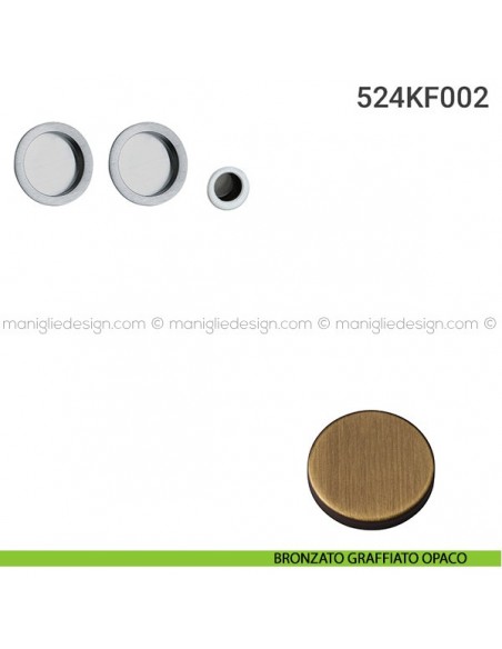 Kit placche incasso tonde cieche 524 Reguitti con frontalino di trascinamento bronzato graffiato opaco