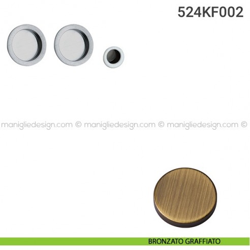 Kit placche incasso tonde cieche 524 Reguitti con frontalino di trascinamento bronzato graffiato