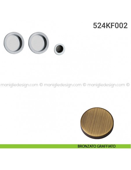 Kit placche incasso tonde cieche 524 Reguitti con frontalino di trascinamento bronzato graffiato
