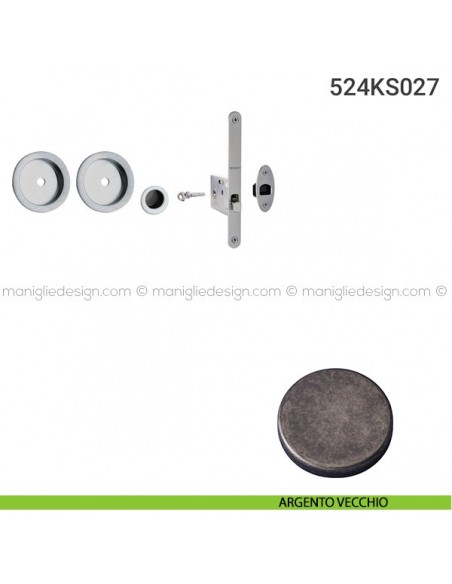 Kit per porta scorrevole 524KS027 argento vecchio