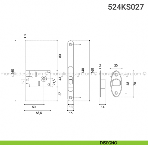 Kit per porta scorrevole 524KS027 disegno