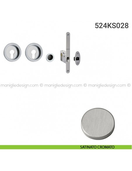 Kit per porta scorrevole 524KS028 satinato cromato