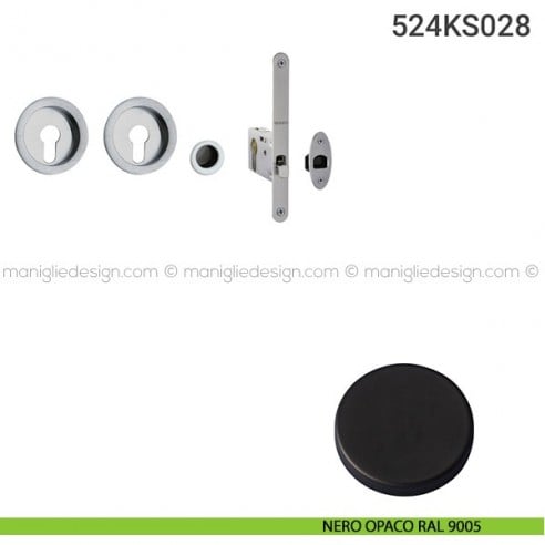 Kit per porta scorrevole 524KS028 nero opaco RAL 9005