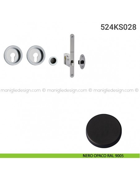 Kit per porta scorrevole 524KS028 nero opaco RAL 9005