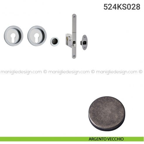 Kit per porta scorrevole 524KS028 argento vecchio