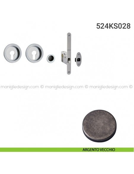 Kit per porta scorrevole 524KS028 argento vecchio