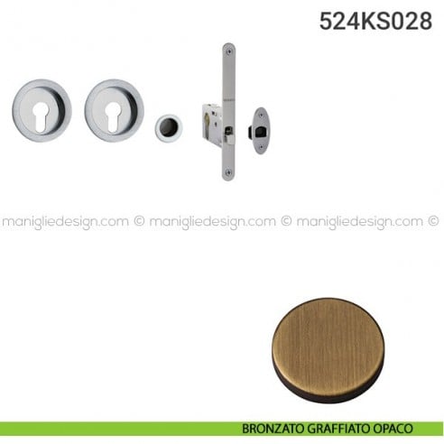 Kit per porta scorrevole 524KS028 bronzato graffiato opaco