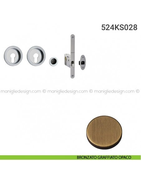 Kit per porta scorrevole 524KS028 bronzato graffiato opaco
