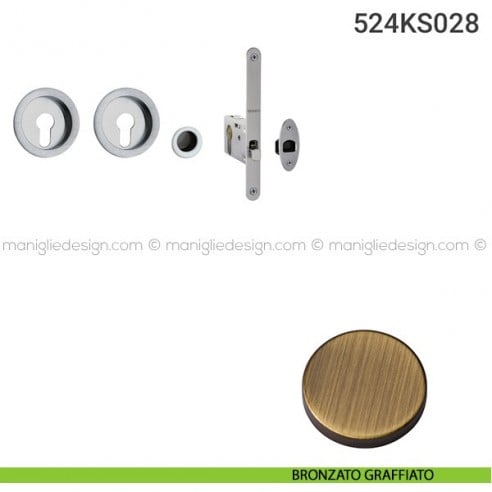 Kit per porta scorrevole 524KS028 bronzato graffiato