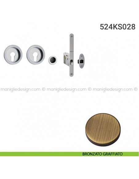 Kit per porta scorrevole 524KS028 bronzato graffiato