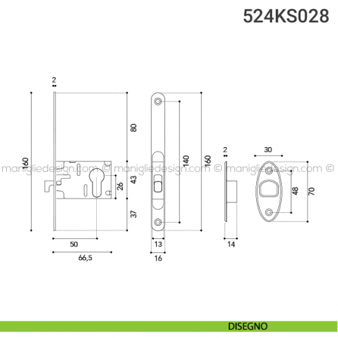 Kit per porta scorrevole 524KS028 disegno