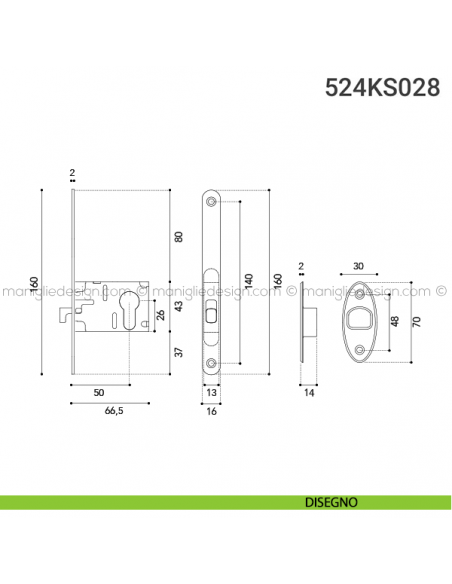 Kit per porta scorrevole 524KS028 disegno