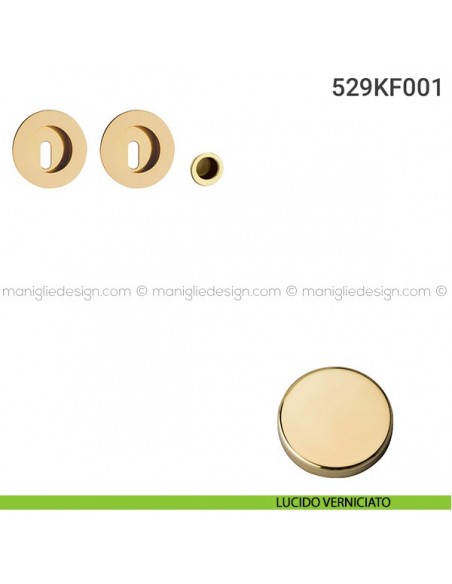 Kit placche incasso tonde foro chiave 529 Reguitti con frontalino di trascinamento lucido verniciato