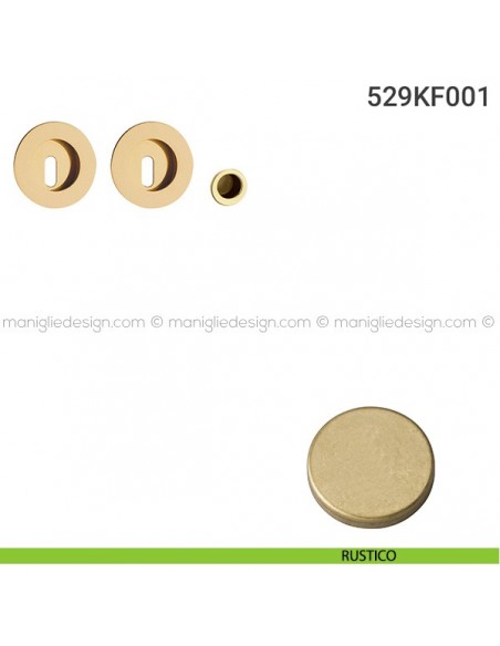 Kit placche incasso tonde foro chiave 529 Reguitti con frontalino di trascinamento rustico