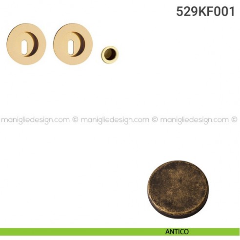 Kit placche incasso tonde foro chiave 529 Reguitti con frontalino di trascinamento antico