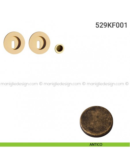 Kit placche incasso tonde foro chiave 529 Reguitti con frontalino di trascinamento antico