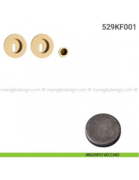 Kit placche incasso tonde foro chiave 529 Reguitti con frontalino di trascinamento argento vecchio