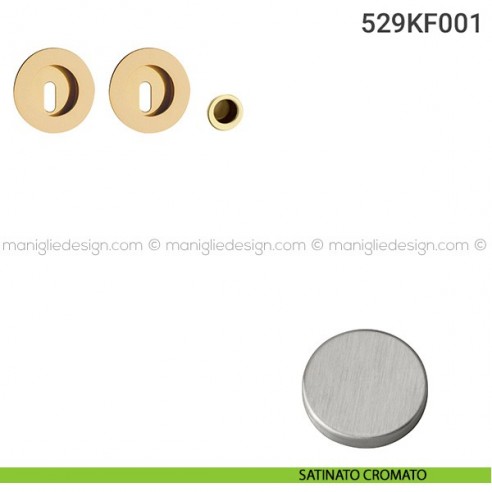 Kit placche incasso tonde foro chiave 529 Reguitti con frontalino di trascinamento satinato cromato