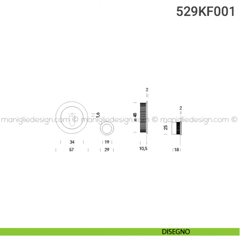 Kit placche incasso tonde foro chiave 529 Reguitti con frontalino di trascinamento disegno