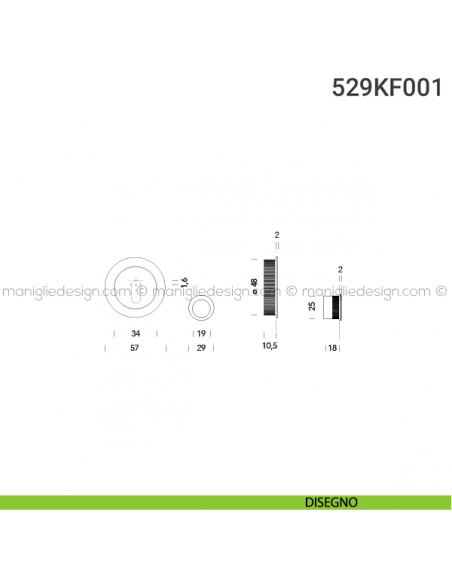 Kit placche incasso tonde foro chiave 529 Reguitti con frontalino di trascinamento disegno