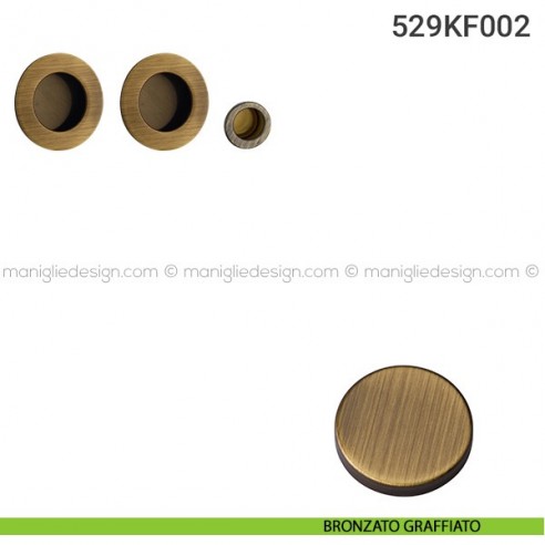 Kit placche incasso tonde cieche 529 Reguitti con frontalino di trascinamento bronzato graffiato