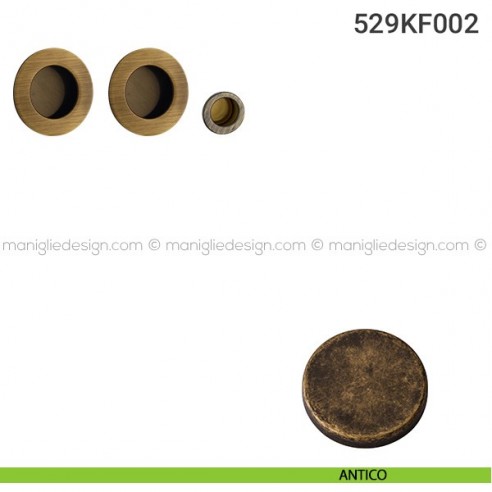 Kit placche incasso tonde cieche 529 Reguitti con frontalino di trascinamento antico