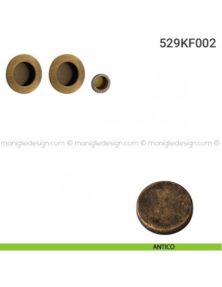 Kit placche incasso tonde cieche 529 Reguitti con frontalino di trascinamento antico