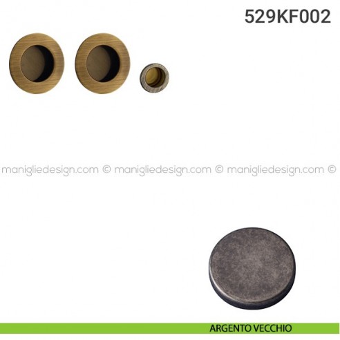 Kit placche incasso tonde cieche 529 Reguitti con frontalino di trascinamento argento vecchio