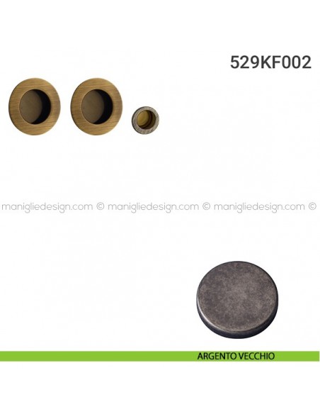 Kit placche incasso tonde cieche 529 Reguitti con frontalino di trascinamento argento vecchio