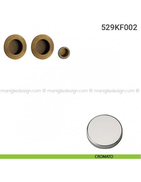 Kit placche incasso tonde cieche 529 Reguitti con frontalino di trascinamento cromato