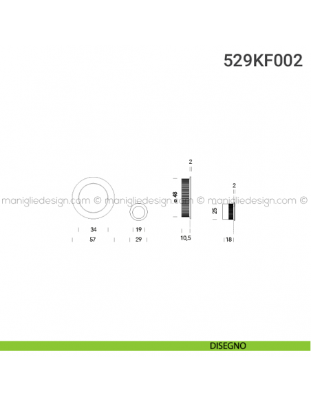Kit placche incasso tonde cieche 529 Reguitti con frontalino di trascinamento disegno