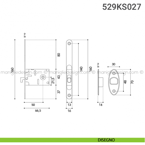 Kit per porta scorrevole 529KS027 disegno
