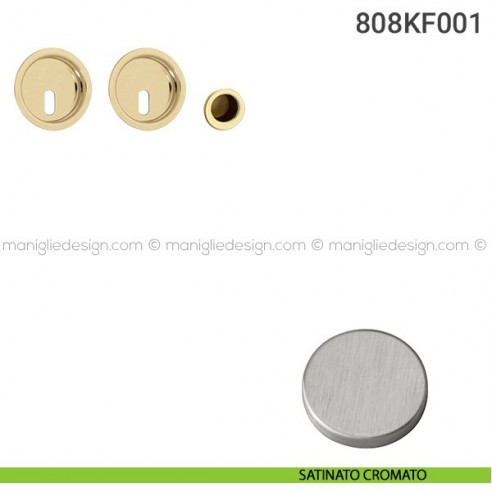 Kit placche incasso tonde foro chiave 808 Reguitti con frontalino di trascinamento satinato cromato