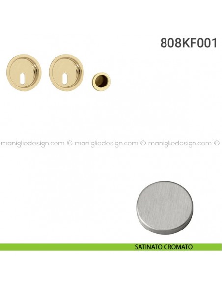 Kit placche incasso tonde foro chiave 808 Reguitti con frontalino di trascinamento satinato cromato