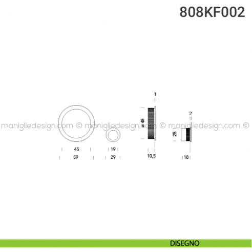 Kit placche incasso tonde cieche 808 Reguitti con frontalino di trascinamento disegno