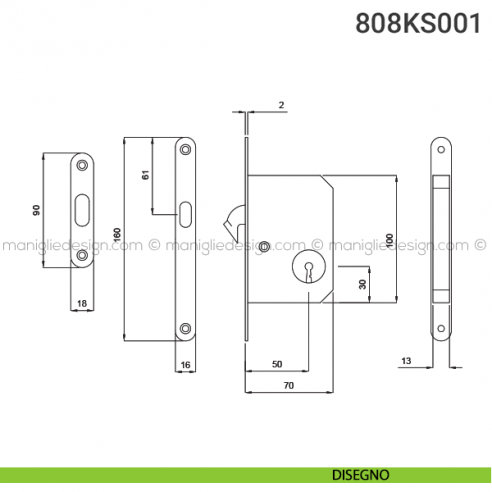 Kit per porta scorrevole 808KS001 disegno